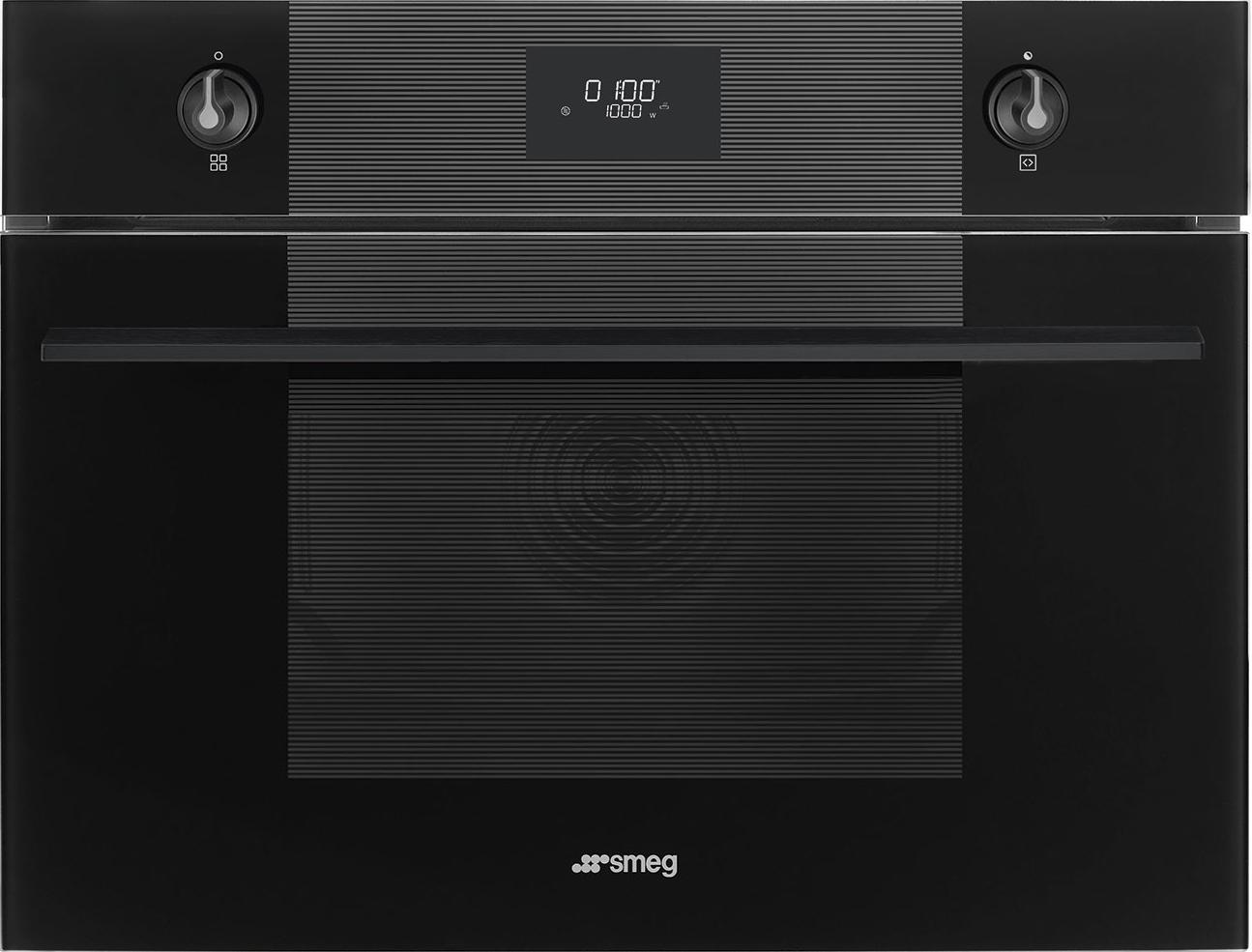 картинка SMEG SO4101M0B3 Микроволновая печь, 60 см, высота 45 см, 4 функции, стекло Deep Black (чёрное) от PlazaTech
