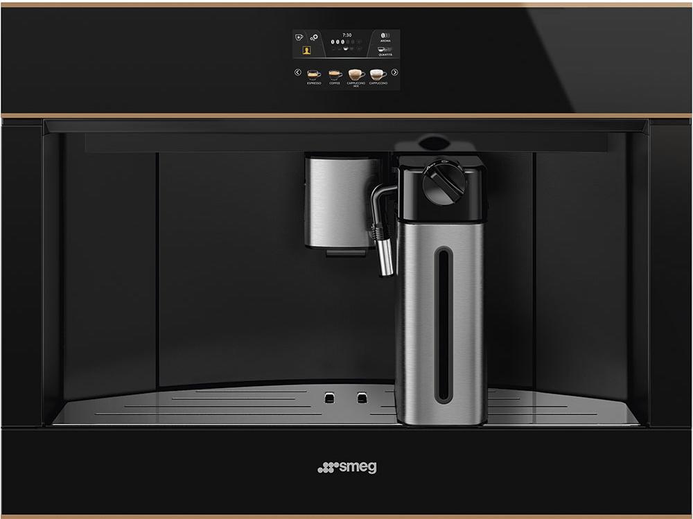 картинка SMEG CMS4604NRRU Автоматическая кофемашина, 60 см, высота 45 см, черное стекло Eclipse, медный профиль от PlazaTech